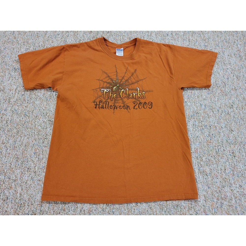 The Clarks Halloween 2009 Shirt Mens L Orange Pittsburgh Rock Band Spider Tee